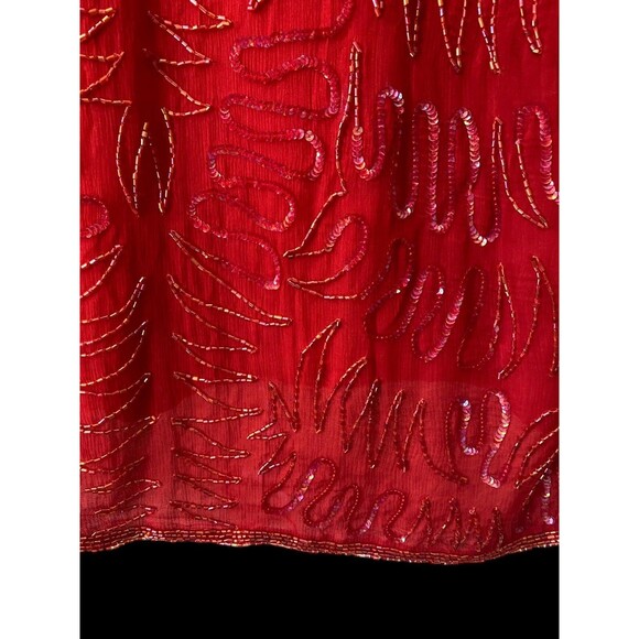 Blouse Womens Plus Size XL Silk Sequins Beaded Embroidered Vintage Gatsby - Picture 14 of 16